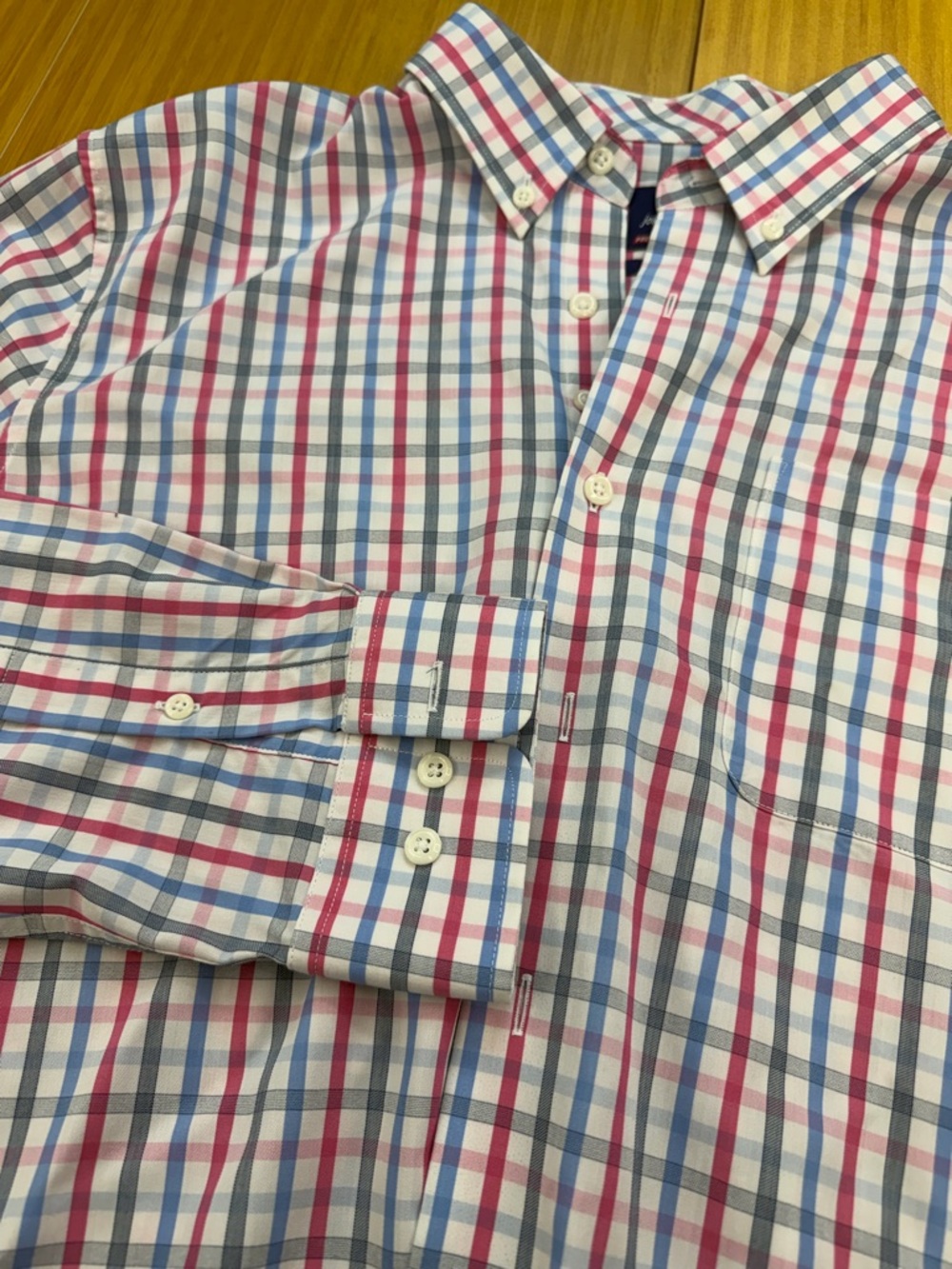 Johhnie O Men's Button Down Check Plaid Pocket Long Sleeve Prep-Formance Shirt L